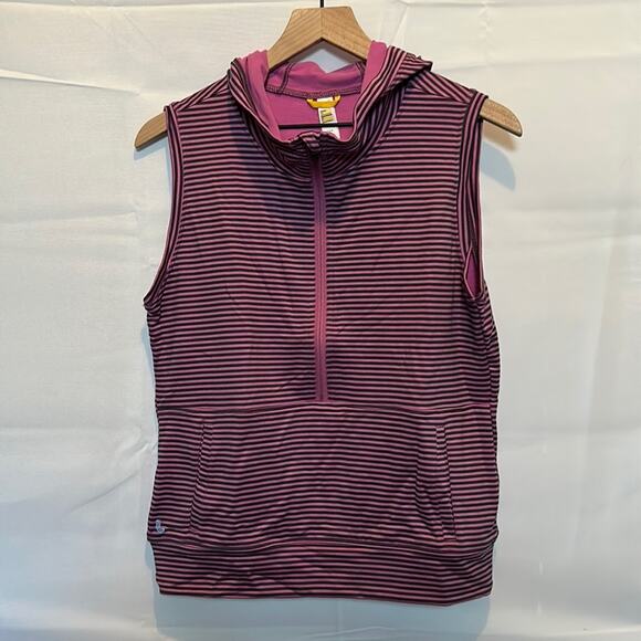 Lole Striped 1/2 Zip Hooded Vest w/Front Pocekt - Picture 1 of 8